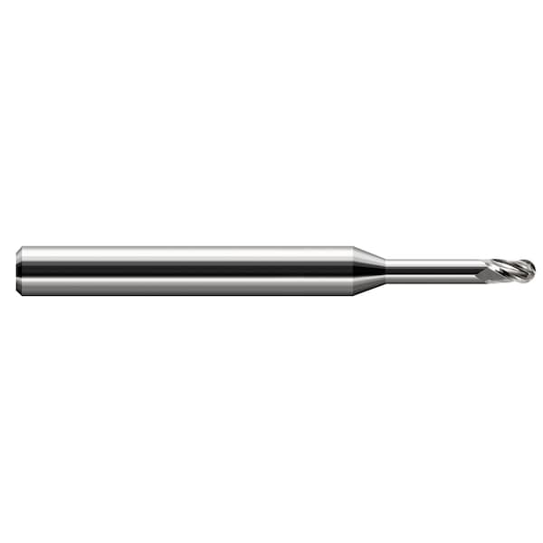 Miniature End Mill-Ball-Long Reach, Stub Flute 0.0310" (1/32) Cutter DIA x 0.0470" (3/64) L of Cut